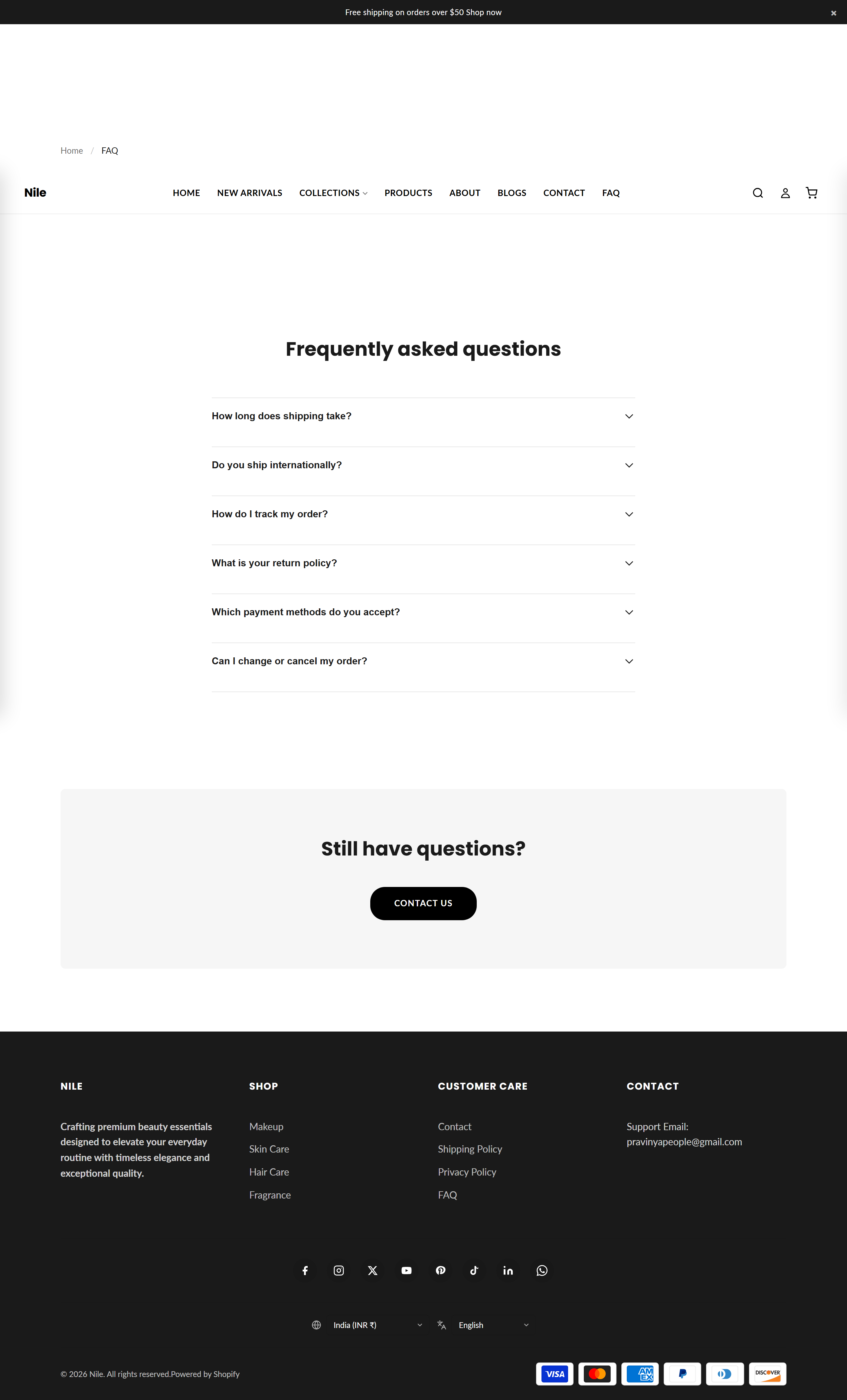 FAQ page